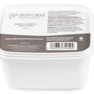 Alternative view of Purrform Farmed Rabbit with Ground Bone & Ox Heart 454g